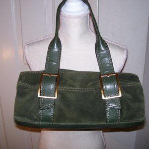 APT 9 Moss Green Leather Suede  2 Strap Hand Bag